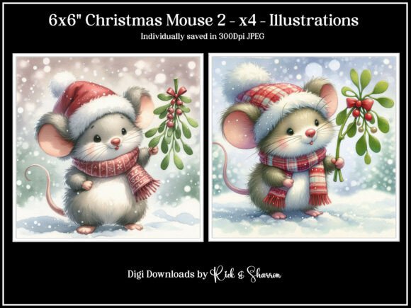 6x6 Christmas Mouse 2- X4 Illustration: A Festive Design Asset