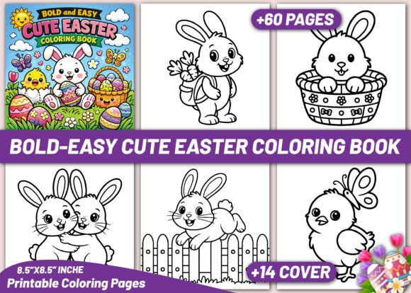 Bold & Easy Cute Easter Coloring Book: A Designer's Asset