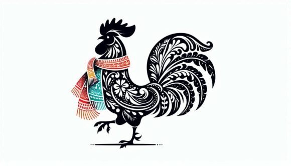 Charming Rooster Wearing a Scarf: A Versatile Design Asset