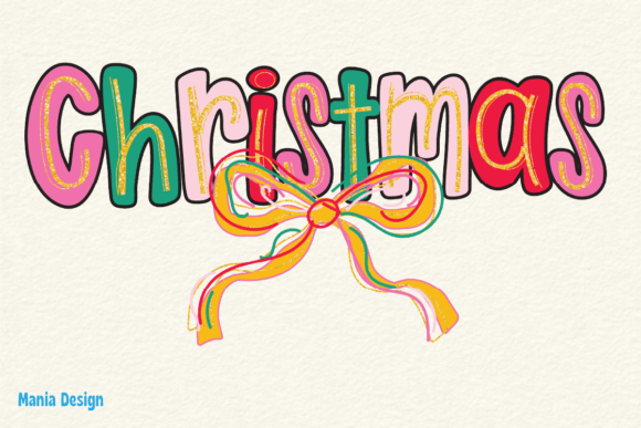 Christmas Coquette Colorful PNG: Festive Design Asset
