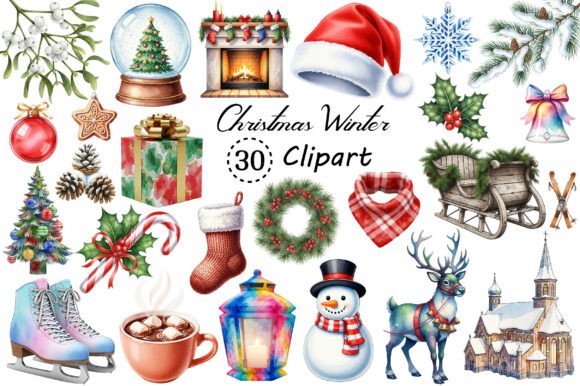 Christmas Timeless Winter Clipart PNG: Elevate Your Seasonal Designs