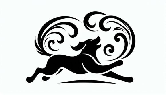 Creative Assets: Dog Chasing Its Tail Illustration