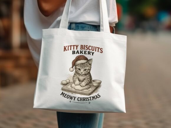 Cute Christmas Kitty Baking PNG: A Festive Design Asset