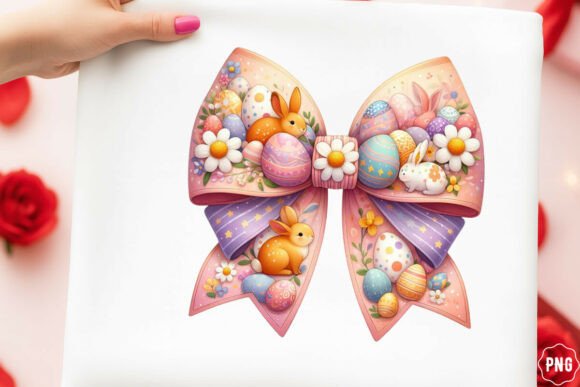 Elegant Brushstroke Easter Bow PNG for Designers
