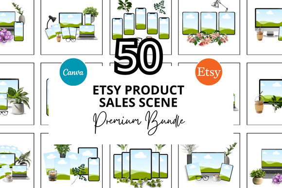 Elevate Your Visuals with a 50 Etsy Product Sale Scene Bundle