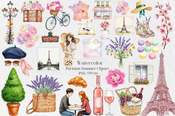 Parisian Summer PNG Clipart: Design with Elegance