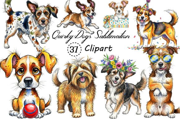 Quirky Dogs Sublimation Clipart Bundle: A Designer's Playful Asset