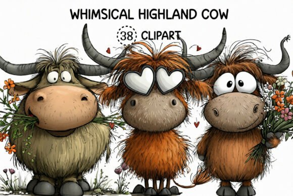 Whimsical Highland Cow Clipart Bundle: A Designer's Asset