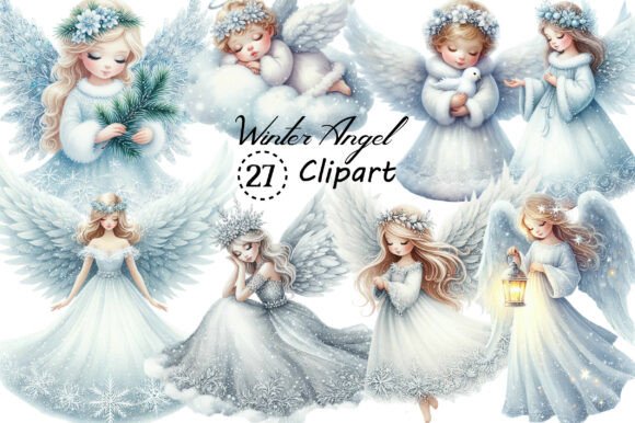 Winter Snow Angel Clipart for Modern Design Projects